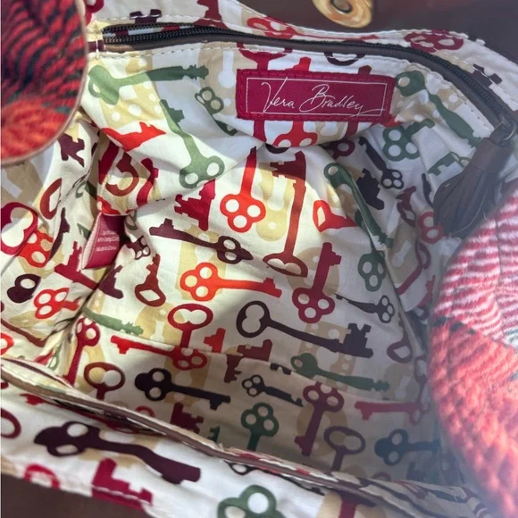 Vera Bradley Red Multi Plaid Wool-Blend Shoulder Bag with Brown Trim - Picture 3 of 4